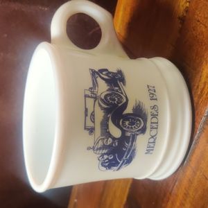 Vintage Surrey Milk Glass Shaving Mug ( 1927 Mercedes ) Car Made In USA